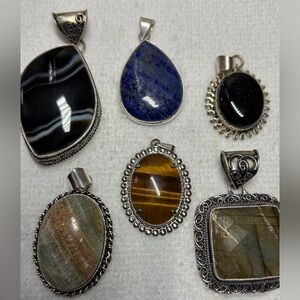 925. Sterling Silver Pendants with Natural Stones